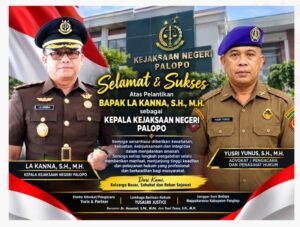 Yusri Yunus, S.H., M.H. Sampaikan Ucapan Selamat dan Doa kepada La Kanna, S.H., M.H. atas Pelantikan sebagai Kajari Palopo